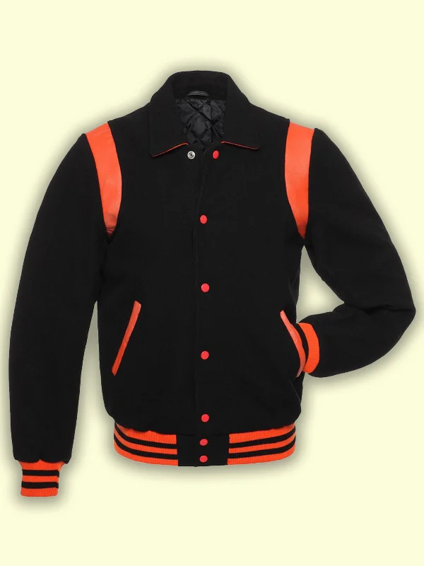 Black With Orange Varsity Jacket – Boneshia