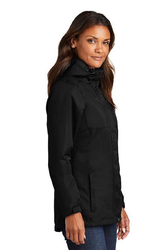 Port Authority Womens All Conditions Waterproof Full Zip Hooded Jacket - Black