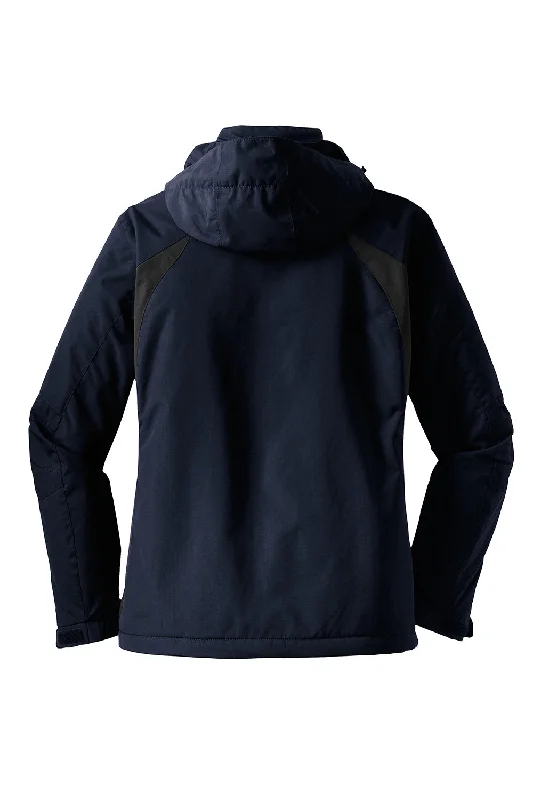 Port Authority Womens All Season II Waterproof Full Zip Hooded Jacket - True Navy Blue/Iron Grey