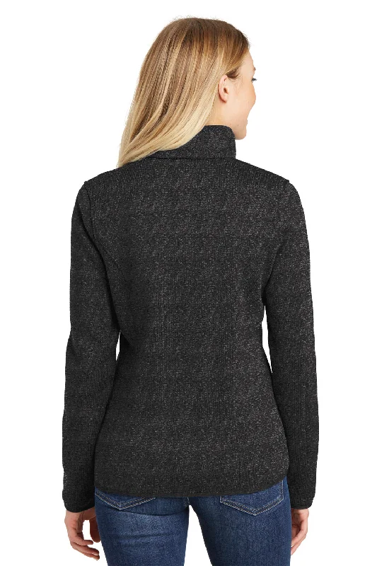 Port Authority Womens Full Zip Sweater Fleece Jacket - Heather Black