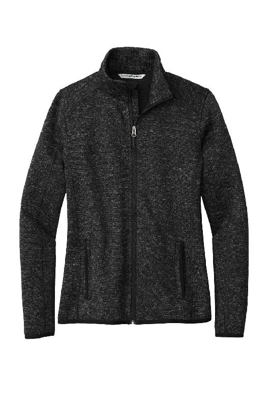 Port Authority Womens Full Zip Sweater Fleece Jacket - Heather Black