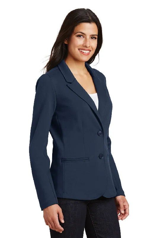 Port Authority Womens Knit Button Down Blazer - Deep Navy Blue