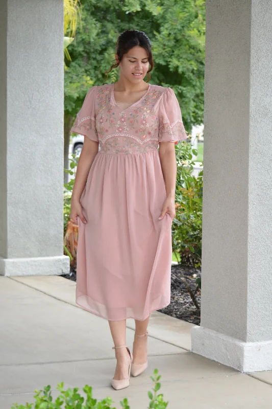 Anastasia Pink Embroidered Dress