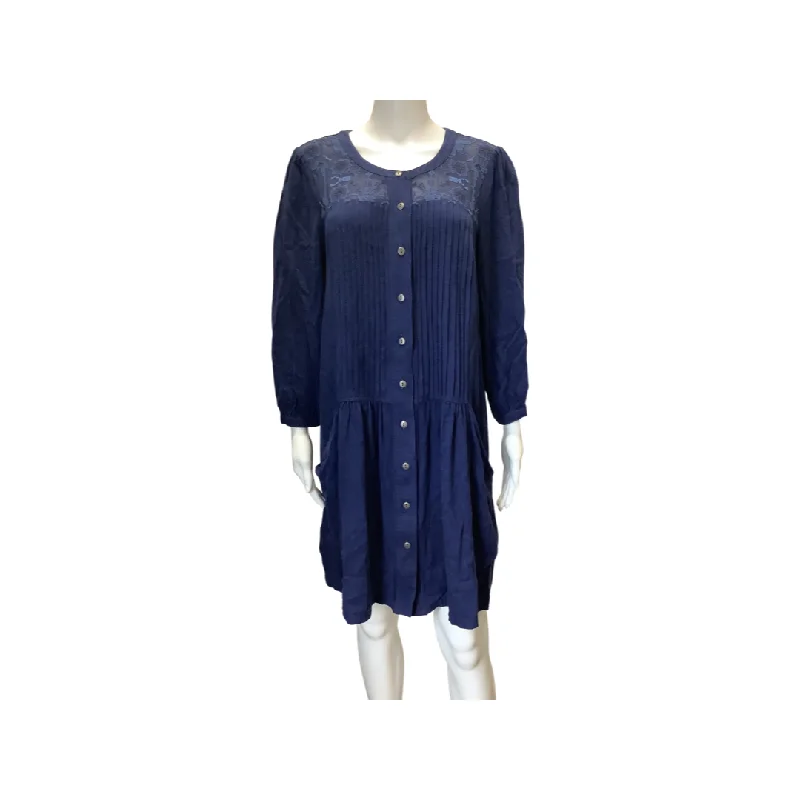 Anthropologie Blue Embroidered Dress Size 14