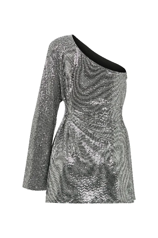 Emerald One-Shoulder Sequin Mini Dress