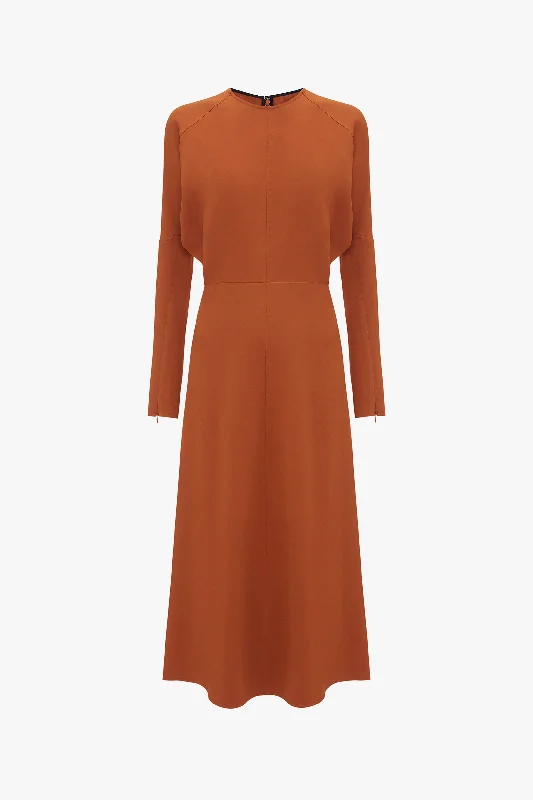 Dolman Midi Dress In Russet