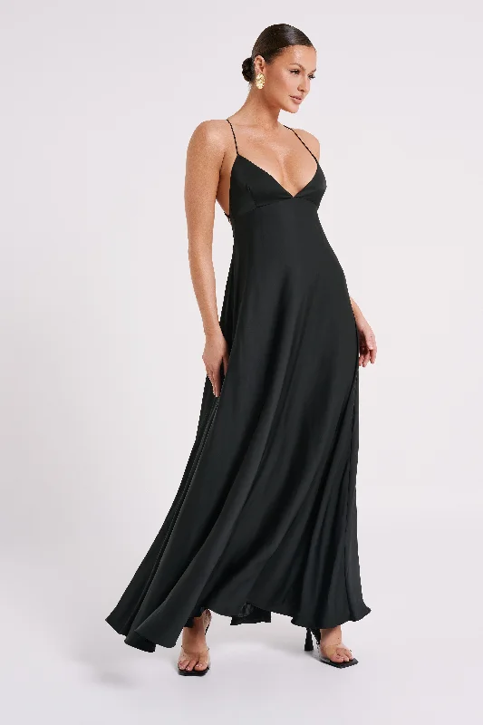 Melisandre Baby Doll Maxi Dress - Black