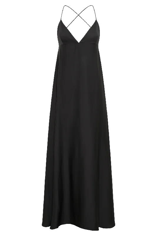 Melisandre Baby Doll Maxi Dress - Black