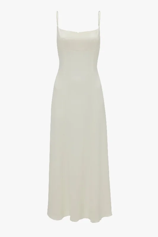 Exclusive Panelled Midi Cami Dress In Vanilla