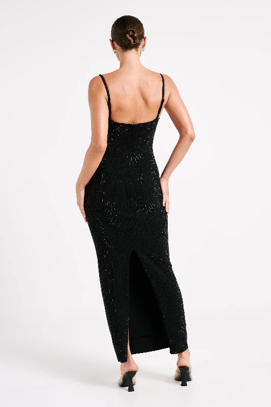 Rafaela Diamante Maxi Dress - Black