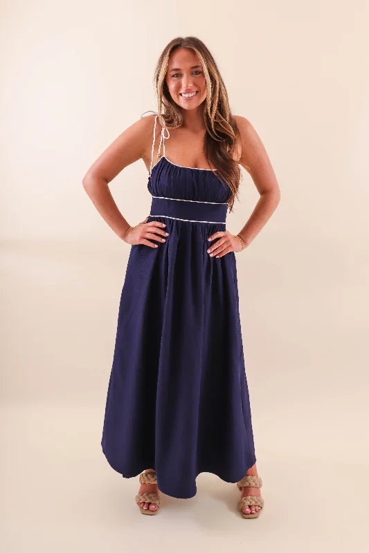 Reading Your Poems Maxi Dress-Navy