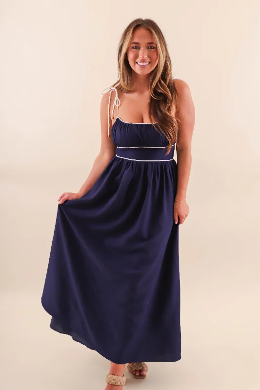 Reading Your Poems Maxi Dress-Navy