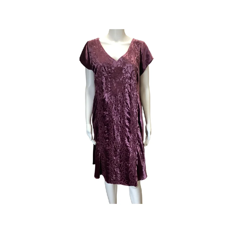 Soft Surroundings Purple Embroidered Velvet Dress Size M