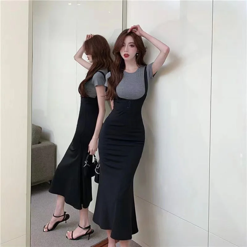 Strap mermaid skirt suit yv31565