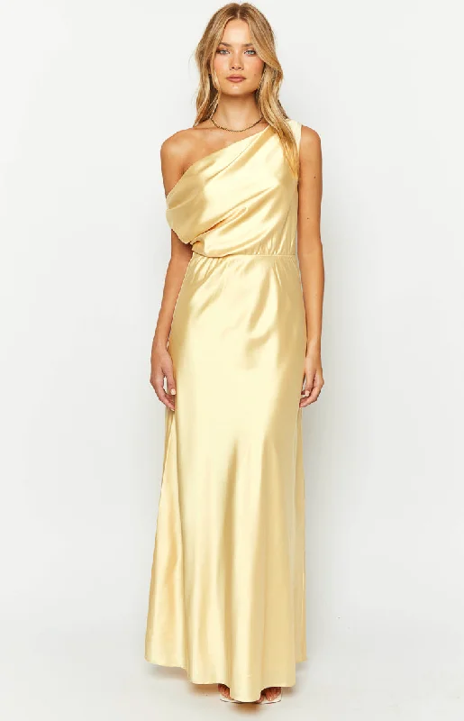 Sunshine Elegance Yellow Formal Maxi Dress