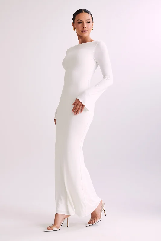 Tarna Slinky Fishtail Maxi Dress - Ivory