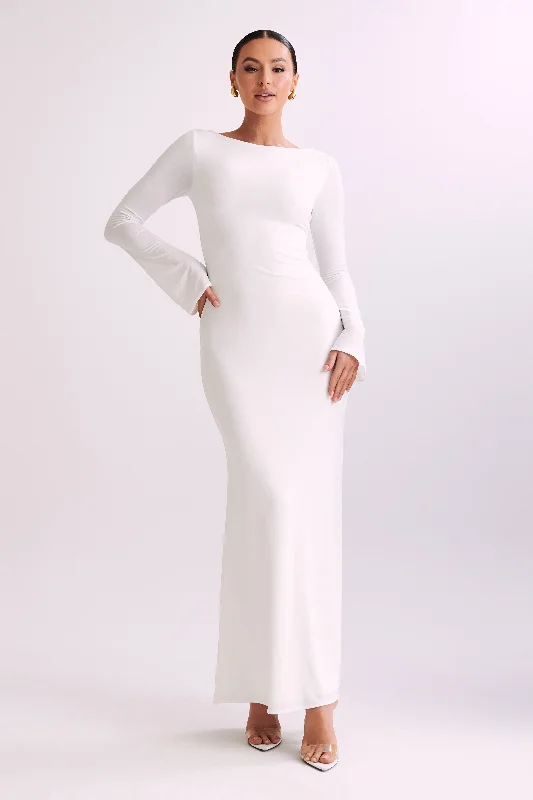 Tarna Slinky Fishtail Maxi Dress - Ivory