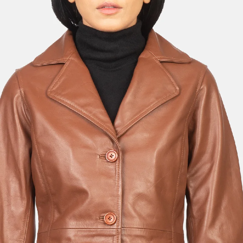 Alexis Brown Single Breasted Leather Coat