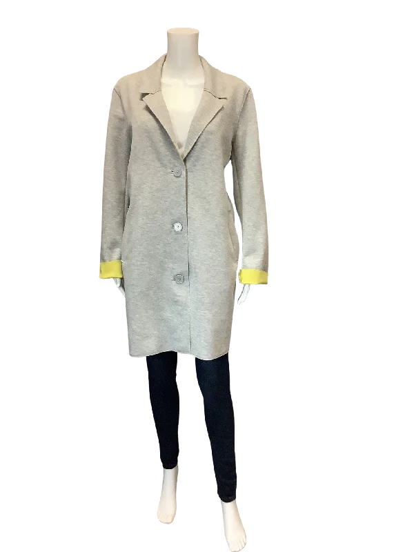 Carolina Belle Womens Jacket Midi Button Up Grey Size: XL