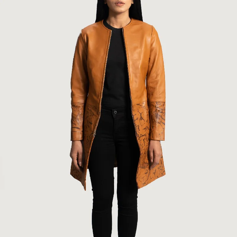 Sandy Tan Dye Leather Coat