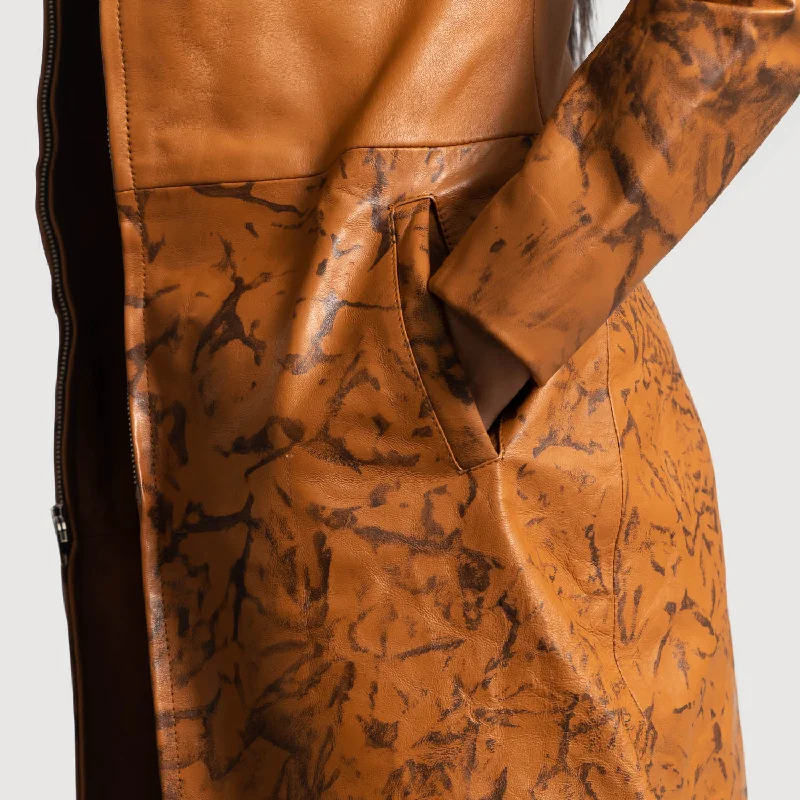 Sandy Tan Dye Leather Coat