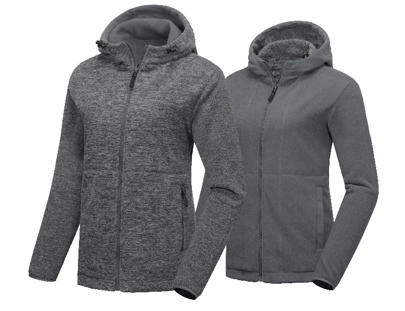 Women's Double Thick Warm Fleece Reversible Hooded Thermal Winter Hiking Ski Travel Jacket