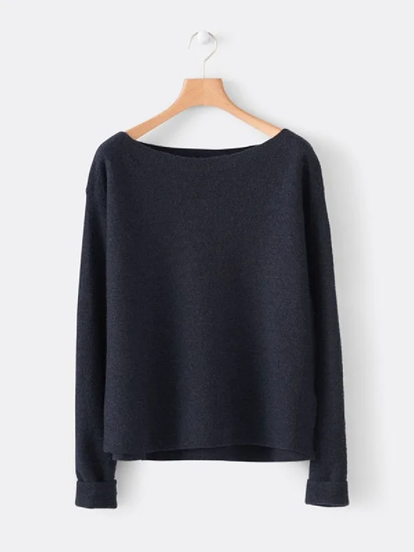 Boat Neck Casual Knit Pullover