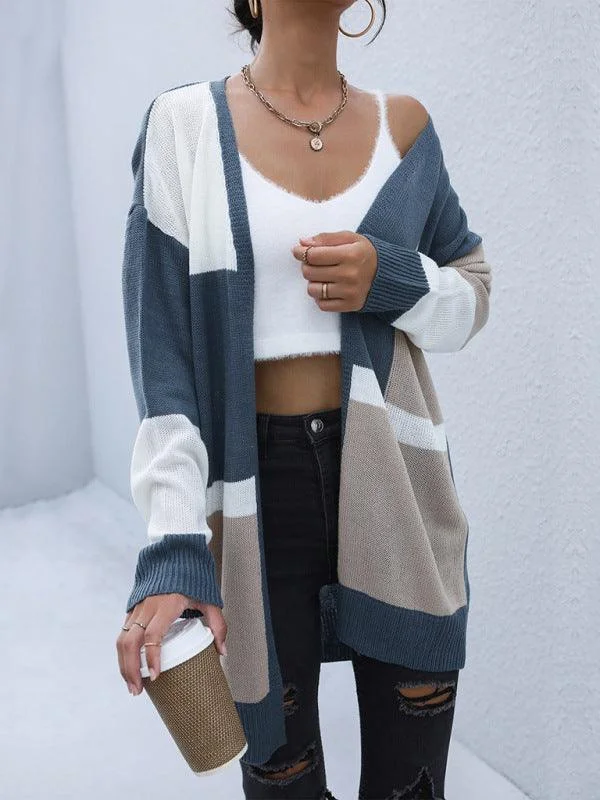 Color Block  Women Cardigan Sweater