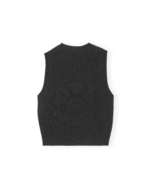 Graphic O-Neck Vest - Black