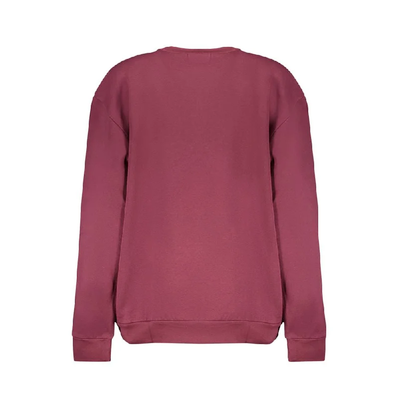 Purple Fleece Crew Neck Sweatshirt with Logo Print