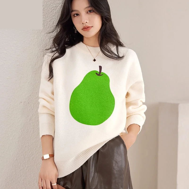 Women's Winter Loose-Fitting Knitted O-Neck Long Sleeve Pullover