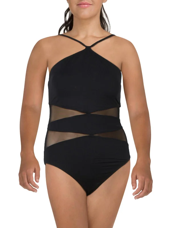 Womens Partially Lined Nylon One-Piece Swimsuit