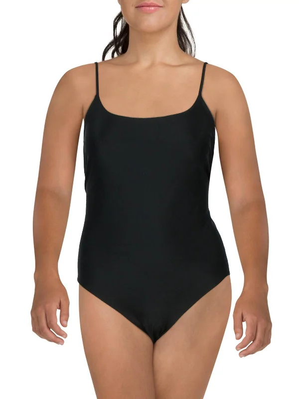 Womens Solid Recycled Polyester One-Piece Swimsuit