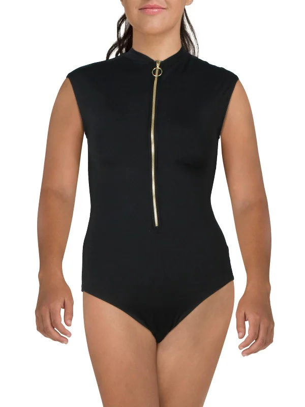 Womens Zipper Nylon One-Piece Swimsuit