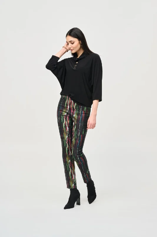 Abstract Print Classic Slim Pull-On Pant in Multi 243916 by Joseph Ribkoff