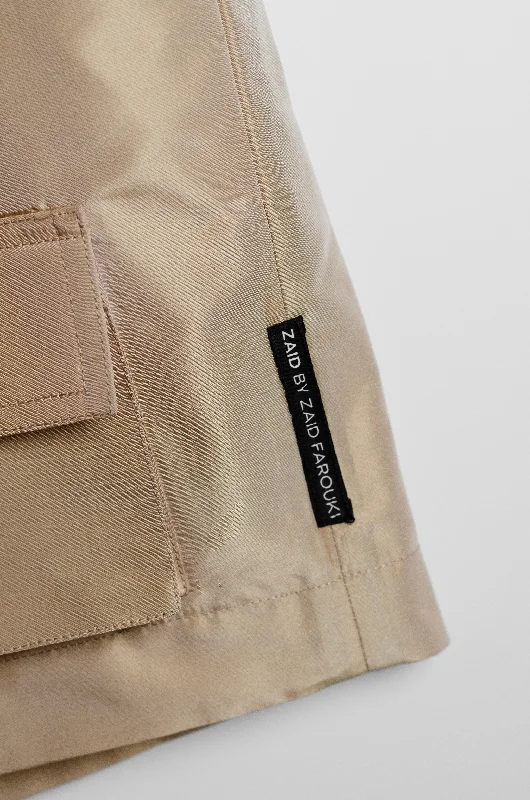 Beige Parachute Shorts