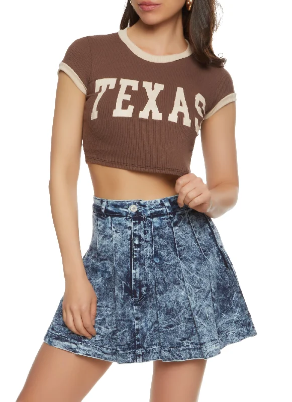 Ribbed Texas Cropped Graphic Tee