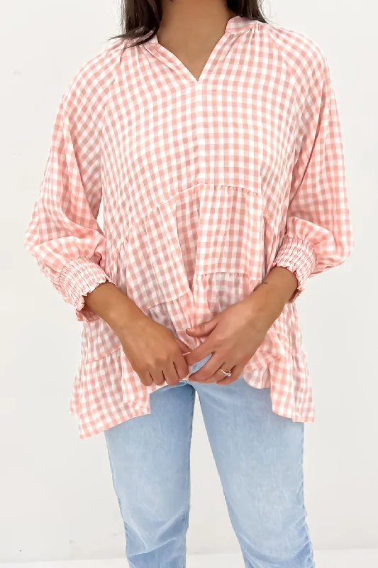 Corey Top Pink Gingham