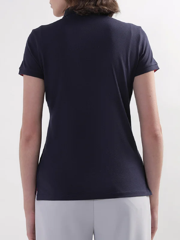 Gant Women Blue Solid Polo TShirt