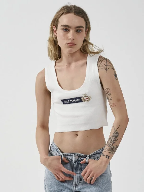 Habitually Bad Crop Rib Singlet - Dirty White