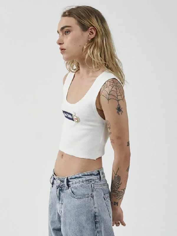 Habitually Bad Crop Rib Singlet - Dirty White