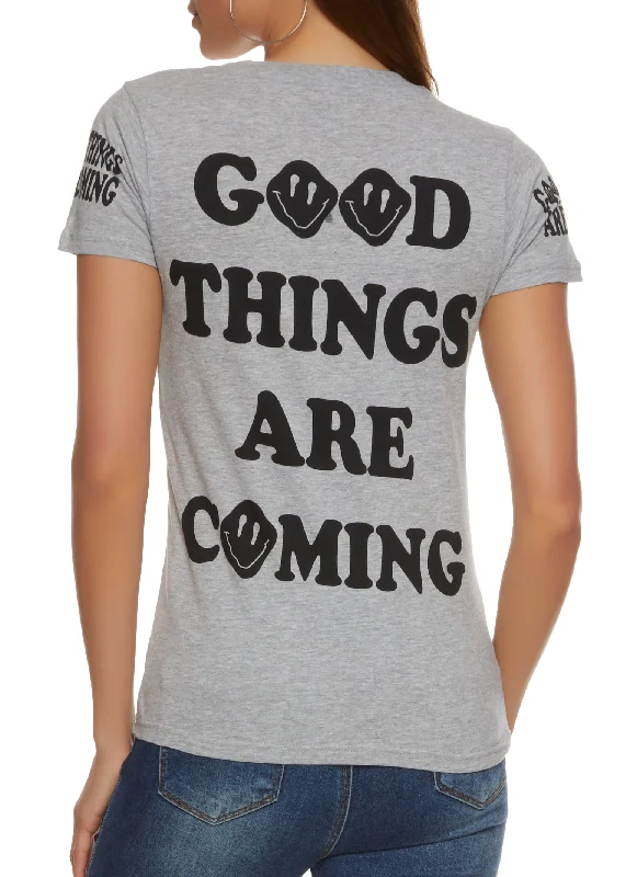 Good Things Are Coming Smiley Graphic Tee