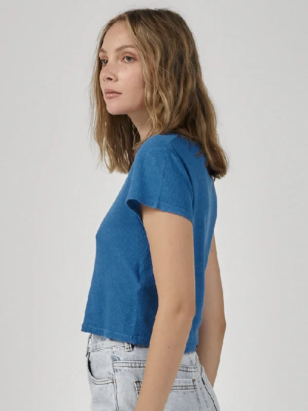 Hemp Paper Rib Micro Tee - Lapis Blue