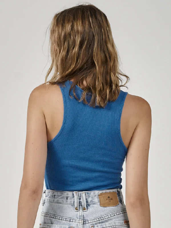 Hemp Paper Rib Plunge Tank - Lapis Blue