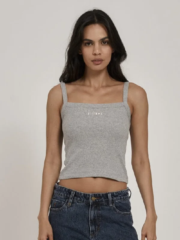 Minimal Thrills Rib Singlet - Grey Marle