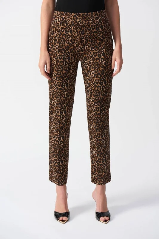 Silky Knit Animal Print Pull-On Pants in Beige/Black 244257 by Joseph Ribkoff