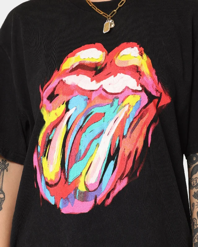 The Rolling Stones Watercolour Tongue Vintage T-Shirt Washed Black