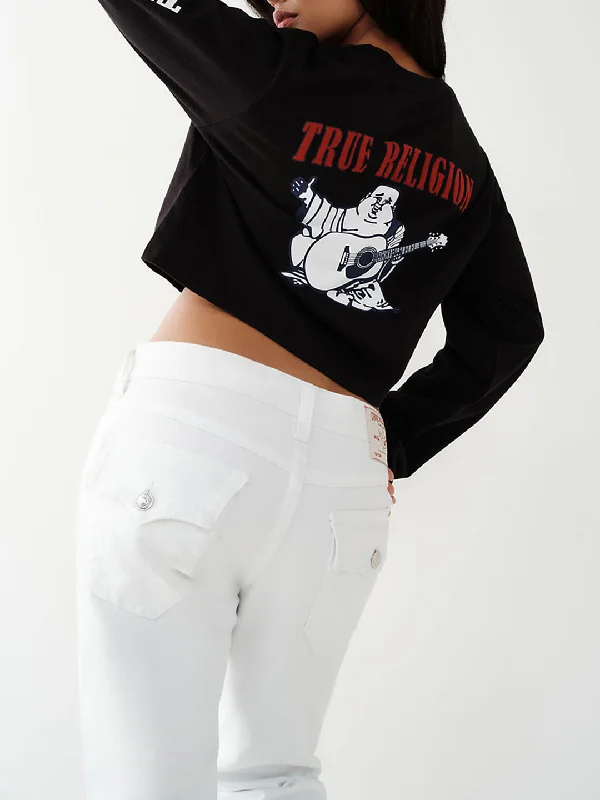 True Religion Black Heritage Relaxed Fit Crop T-Shirt