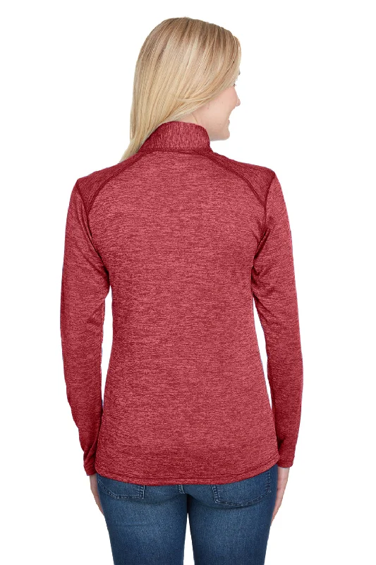 A4 Womens Tonal Space Dye Performance Moisture Wicking 1/4 Zip Sweatshirt - Red