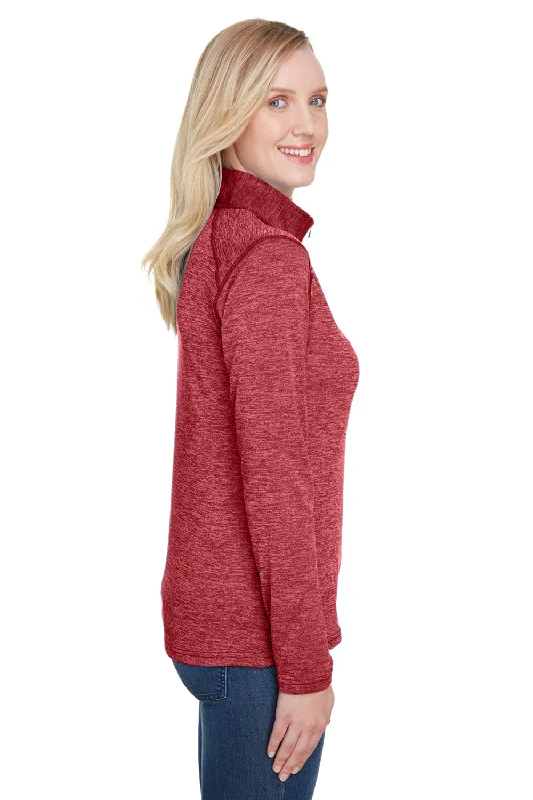 A4 Womens Tonal Space Dye Performance Moisture Wicking 1/4 Zip Sweatshirt - Red